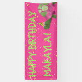 Pink Tortoise Birthday Banner | Turtle Birthday (Vertikal)