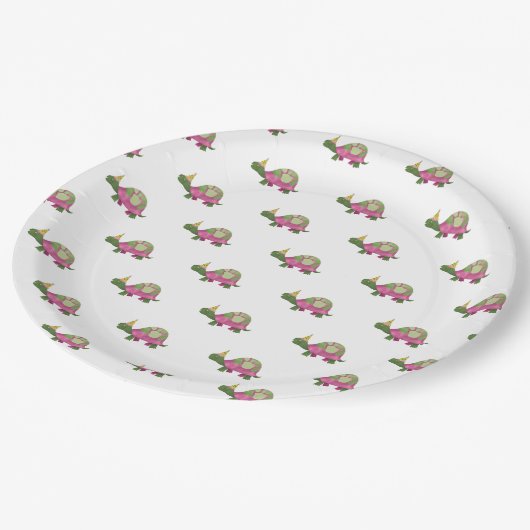Pink Tortoise Birthday Teller | Girl Turtle Party (Schrägansicht)