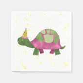 Pink Tortoise Party Napkin | Turtle Birthday Party Serviette (Vorderseite)