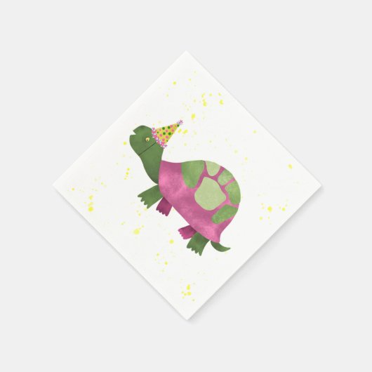 Pink Tortoise Party Napkin | Turtle Birthday Party Serviette (Ecke)