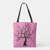 Pink Tote Beutel mit Baum - Custom Colors Tasche (Rückseite)