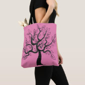 Pink Tote Beutel mit Baum - Custom Colors Tasche (Von Nahem)