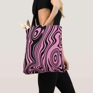 Pink Tote Beutel mit Wellenmuster - Farbe auswähle Tasche