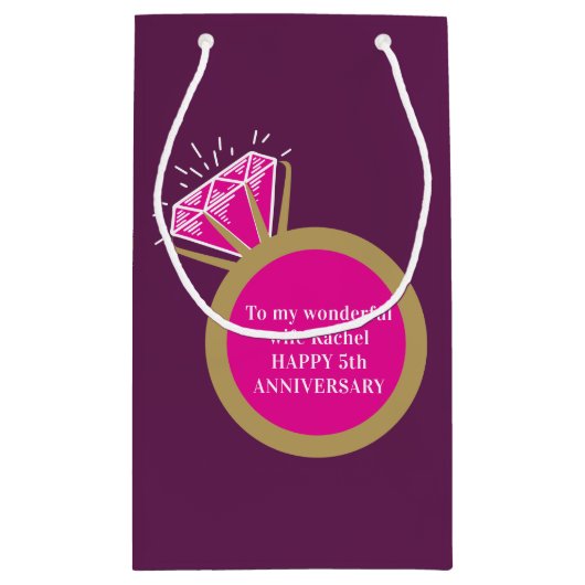 Pink Tourmala Jubiläum 5 Jahre Geschenktasche Kleine Geschenktüte (Rückseite)