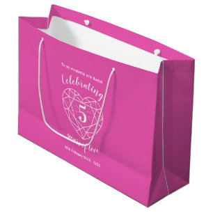 Pink Tourmaline Jahrestag 5 Jahre personalisiert Große Geschenktüte