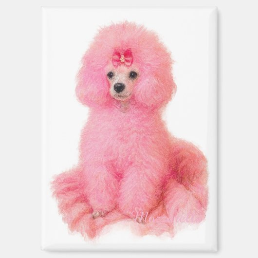 pink toy poodle magnet, pink poodle, refrigerator magnet (Vorderseite)