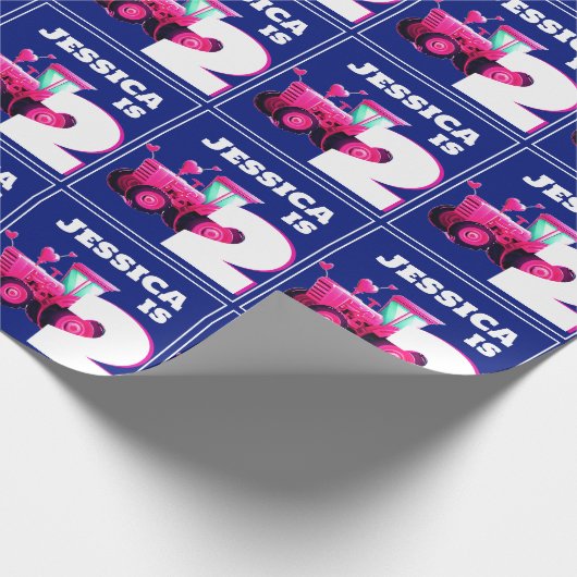 Pink Tractor Birthday Geschenkpapier (Ecke)