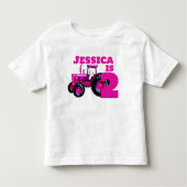 Pink Tractor Birthday Kleinkind T-shirt (Vorderseite)