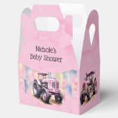 Pink Tractor Flag Wasserfarbe Girl Babydusche Geschenkschachtel (Geöffnet)