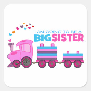 Pink Train Big Sister Quadratischer Aufkleber