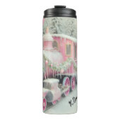 Pink Train Floral Winter Wonderland Thermosbecher (Vorderseite)