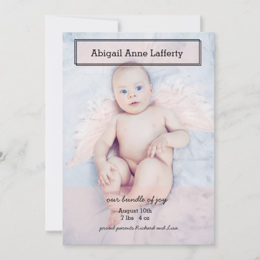 Pink Transparency Box Geburtsankündigung Ankündigung (Vorderseite)