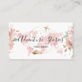 Pink Travel Agency Reisebüro Blog Blue World Map Visitenkarte (Vorderseite)