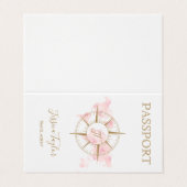 Pink Travel Agent Passport Weltkarte Foto einfügen Visitenkarten (Außenseite Aufgefaltet)