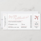 Pink Travel Theme Brautparty Boarding Pass Einladung (Vorderseite)