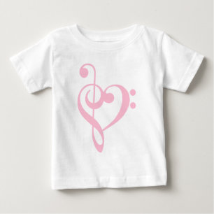 Pink Treble Clef & Bass Clef Herz Baby T-shirt