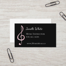 Pink Treble Clef Music Business Cards Visitenkarte