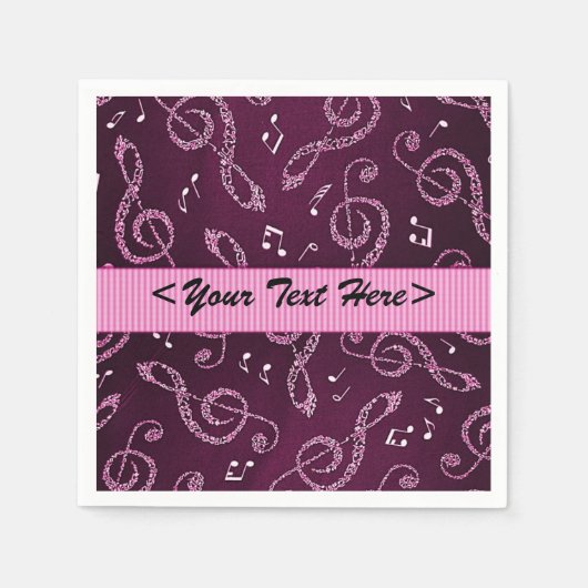Pink Treble Clefs Stilvoll Napkins personalisieren Serviette (Vorderseite)