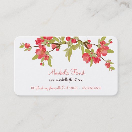 Pink Tree Blossom Business Cards Visitenkarte (Vorderseite)