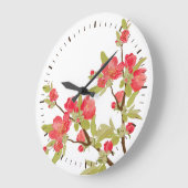 Pink Tree Blossoms Wall Clock Große Wanduhr (Winkel)