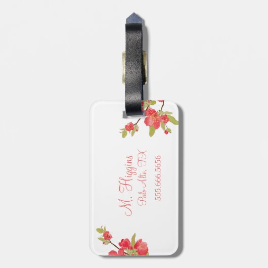 Pink Tree Blüten Gepäckmarke Gepäckanhänger (Rückseite vertikal)