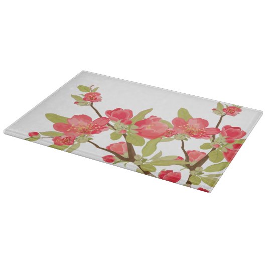 Pink Tree Blüten Glass Cutting Board Schneidebrett (Ecke)