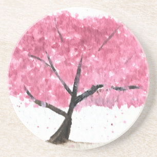 Pink tree cherry blossom sandstein untersetzer