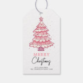 Pink Tree Frohe Weihnachtsfeiertage Geschenkanhänger (Rückseite)