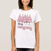 Pink Tree Frohe Weihnachtsfeiertage T-Shirt (Vorderseite)