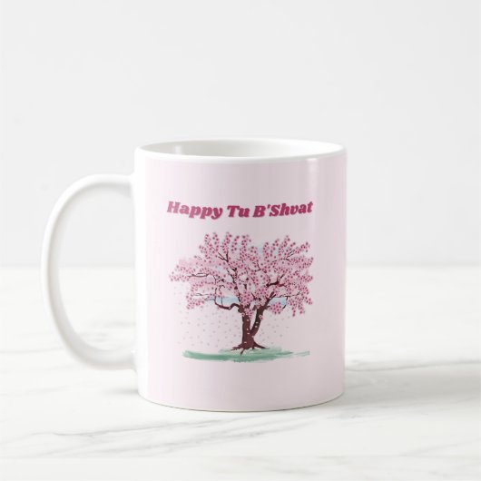 Pink Tree Happy Tu B'shvat Kaffeetasse (Links)