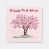 Pink Tree Happy Tu B'shvat Serviette (Vorderseite)