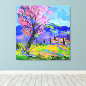 Pink tree in Provence Leinwanddruck (Insitu (Holzboden))