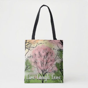 Pink Tree Live Laugh Liebe Tasche