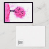 Pink Tree Note Card Mitteilungskarte (Vorne/Hinten)
