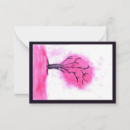 Pink Tree Note Card Mitteilungskarte