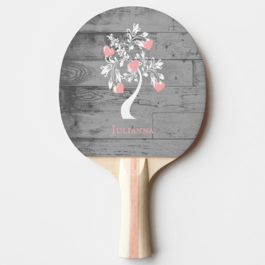 Pink Tree of Hearts Personalisiert Ping Pong Paddl Tischtennis Schläger (Vorderseite)