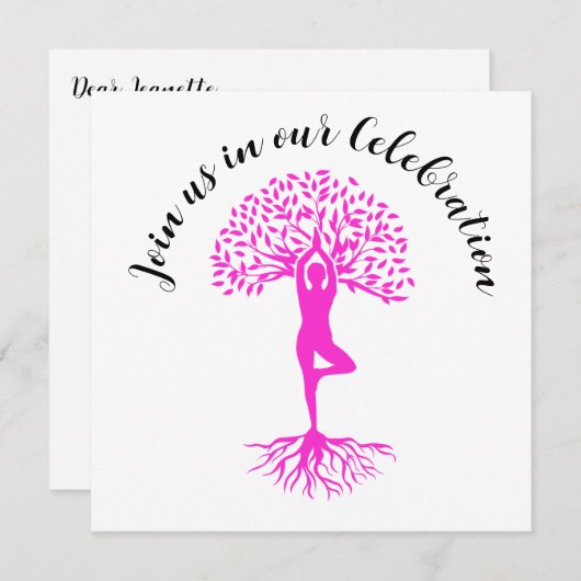 Pink Tree of Life Breast Cancer Survivor Party Einladung (Vorne/Hinten)