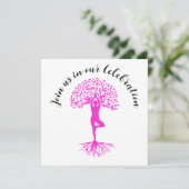 Pink Tree of Life Breast Cancer Survivor Party Einladung (Stehend Vorderseite)