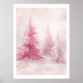 Pink Tree Wall Art – Elegant Floral Home D Poster