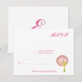 Pink Tree Wedding Bat Mitzvah Sweet 16 UAWG RSVP Karte (Vorne/Hinten)