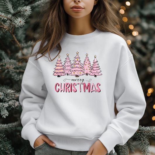 Pink Tree Weihnachtsfeiertag Sweatshirt