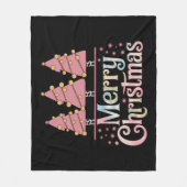 Pink Tree Weihnachtsfest Wintermädchen Fleecedecke (Vorderseite)