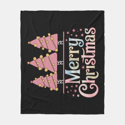 Pink Tree Weihnachtsfest Wintermädchen Fleecedecke (Vorderseite)