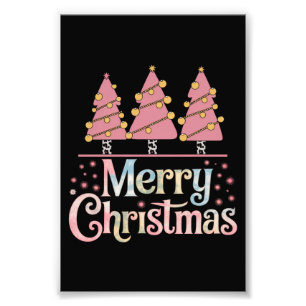 Pink Tree Weihnachtsfest Wintermädchen Fotodruck