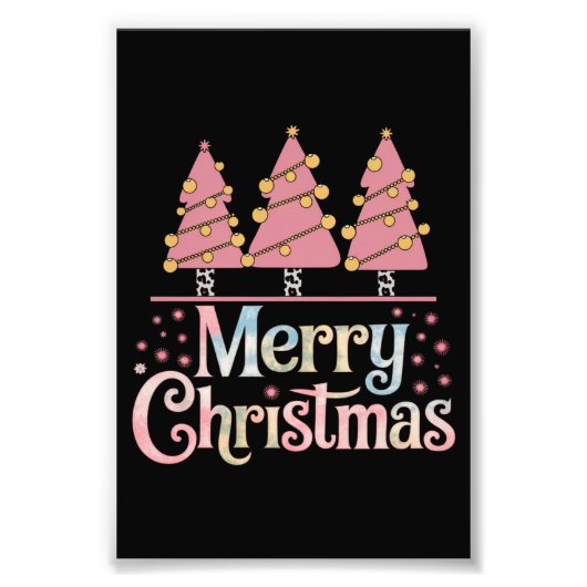 Pink Tree Weihnachtsfest Wintermädchen Fotodruck (Vorne)