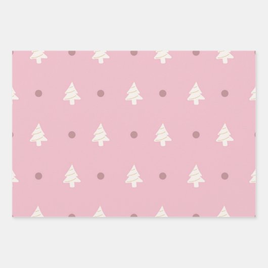 Pink Tree Wrapping Paper Geschenkpapier Set (Vorderseite 2)