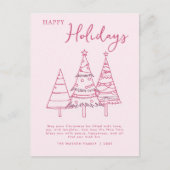 Pink Trees Hand Drawn Doodle Whimsy Weihnachten (Vorderseite)