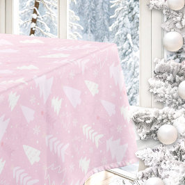 Pink Trees Winter Christmas Tablecloth Tischdecke