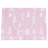Pink Trees Winter Weihnachten Große Geschenktüte (Vorderseite)