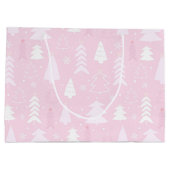 Pink Trees Winter Weihnachten Große Geschenktüte (Rückseite)
